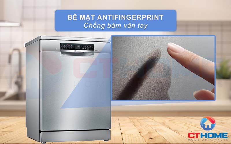 Bề mặt chống bám vân tay của máy rửa bát Bosch SMS68MI04E serie 6