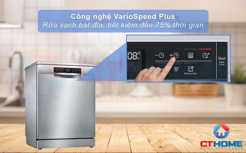 VarioSpeed Plus giúp tiết kiệm tới 75% thời gian rửa nhưng vẫn đảm bảo tối ưu hiệu quả rửa