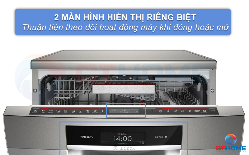 Hai màn hình điện tử nằm ở giữa bảng điều khiển và ở trước cửa máy