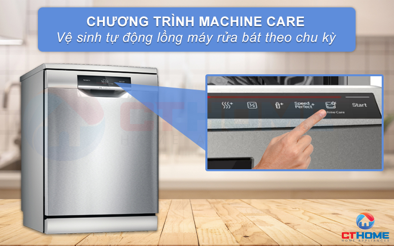 Vệ sinh máy rửa bát Bosch SMS8ZDI48M tự động với tính năng Machine Care