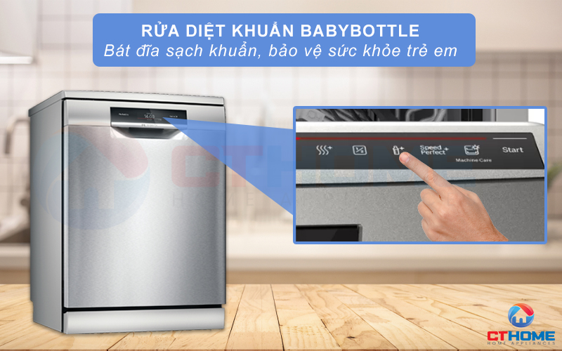 Tính năng Baby Bottle+ rửa diệt khuẩn, bảo vệ sức khỏe