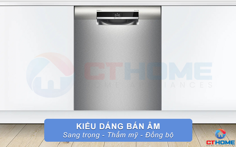 Máy rửa bát Bosch SMU6ZDI76S có kiểu dáng bán âm sang trọng và thẩm mỹ