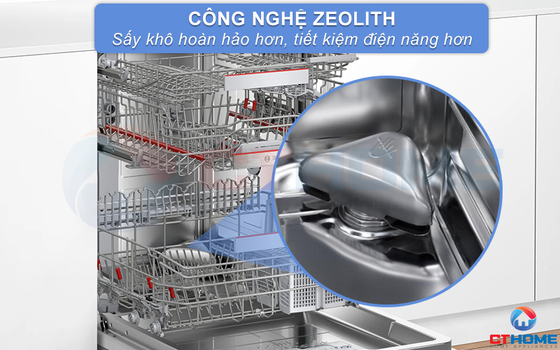 Công nghệ sấy Zeolith giúp bát đĩa khô hơn và tiết kiệm điện hơn.