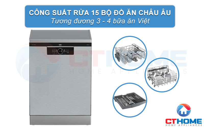 MÁY RỬA CHÉN ĐỘC LẬP BEKO BDFN26560XC - 15 BỘ SẤY HÉ CỬA 2