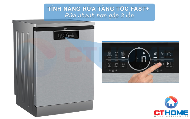 MÁY RỬA CHÉN ĐỘC LẬP BEKO BDFN26560XC - 15 BỘ SẤY HÉ CỬA 8