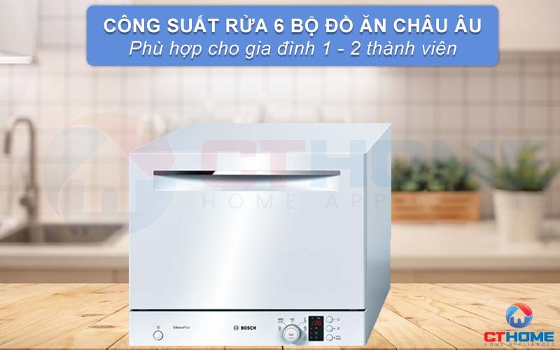 Công suất rửa 6 bộ phù hợp gia đình 1 - 2 thành viên