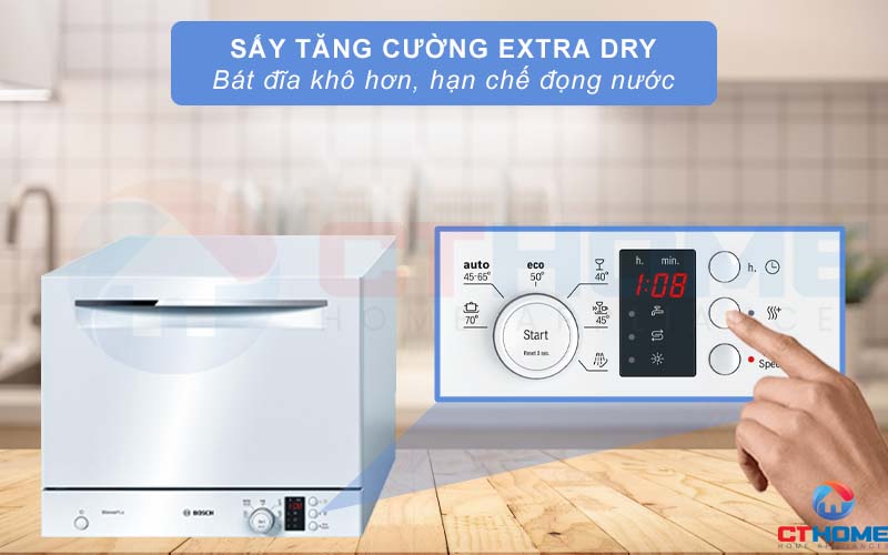 Sấy tăng cường Extra Dry cho bát đĩa khô ráo hơn