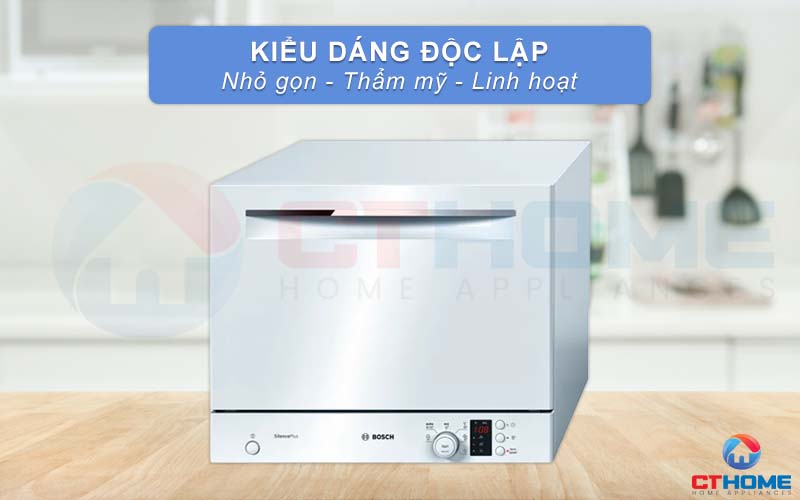 Kiểu dáng nhỏ gọn của máy rửa bát mini Bosch SKS62E22EU Serie 4