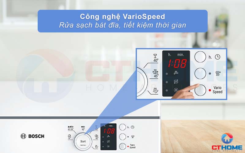 Tính năng VarioSpeed giúp tiết kiệm thời gian rửa bát