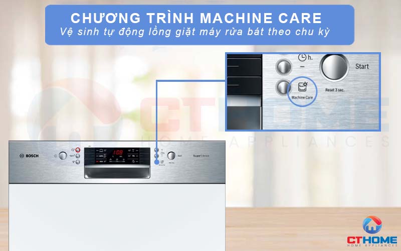 Máy rửa bát Bosch SMI46MS03E được trang bị tính năng vệ sinh tự động Machine Care