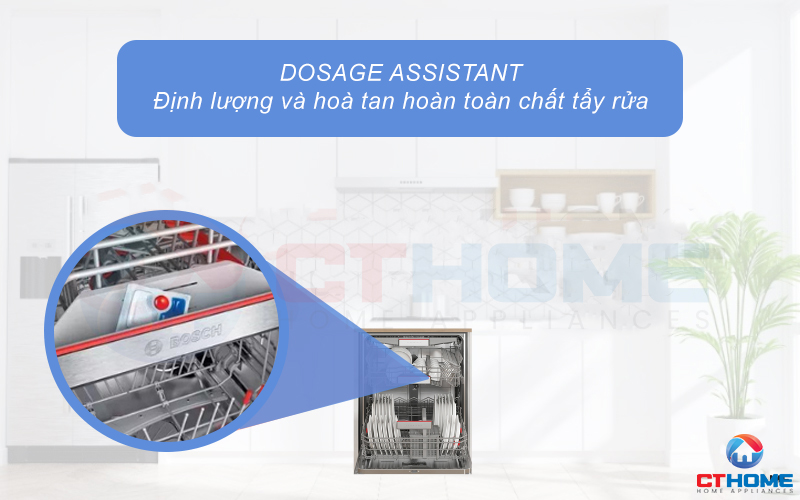 Hệ thống Dosage Assistant giúp hoà tan hoàn toàn và điều phối chất tẩy rửa tới toàn khoang máy