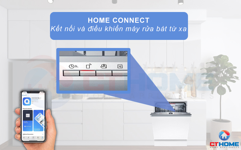 Kết nối và điều khiển máy rửa bát Bosch SMV4ECX14E từ xa thông qua Home Connect