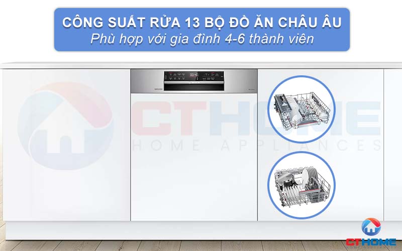 Công suất rửa tối đa của máy rửa chén Bosch có thể đạt đến 13 bộ