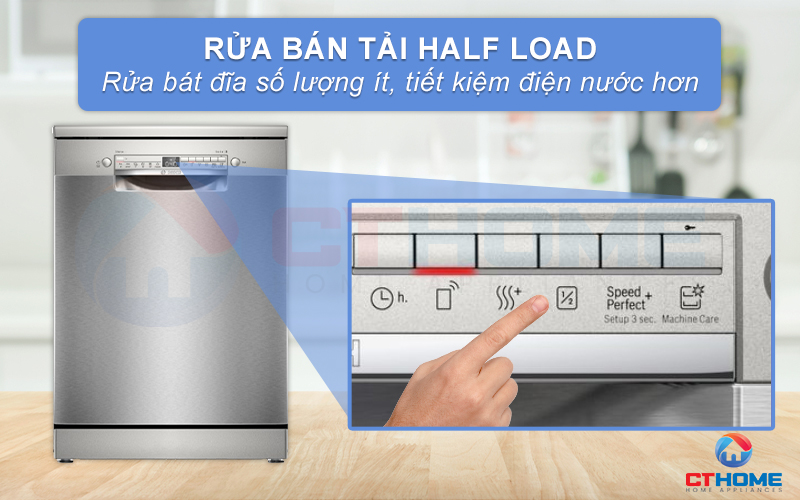 Sử dụng tính năng Half Load để rửa bát đĩa số lượng nhỏ