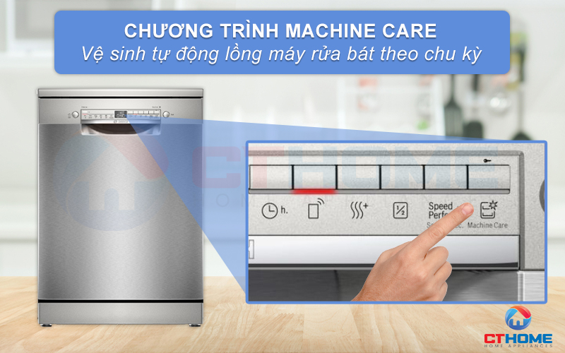 Vệ sinh tự động khoang máy rửa bát nhờ chương trình Machine Care