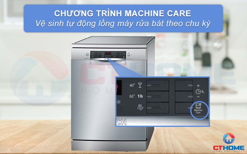 Vệ sinh tự động máy rửa bát nhờ chương trình Machine Care