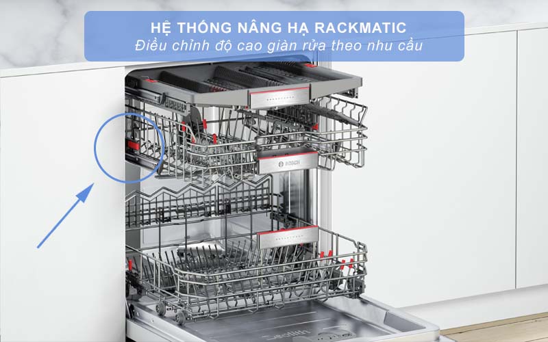 Hệ thống RackMatic cho phép người dùng linh hoạt thay đổi chiều cao, vị trí giỏ