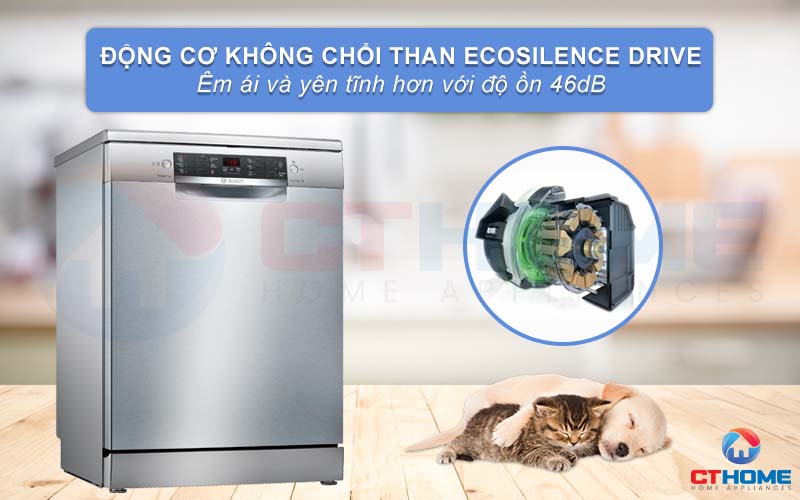 Vận hành êm ái và mạnh mẽ với động cơ không chổi than EcoSilence Drive