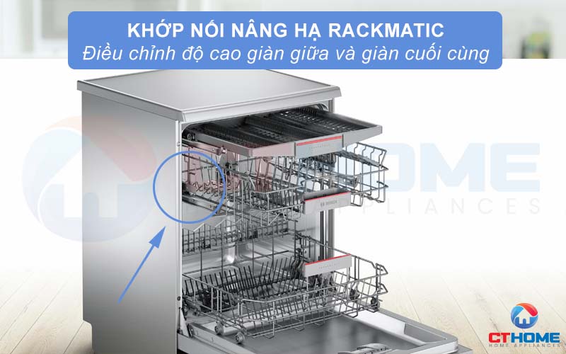 Hệ thống khớp nối nâng hạ Rackmatic - dễ dàng điều chỉnh khoảng cách giữa các giàn