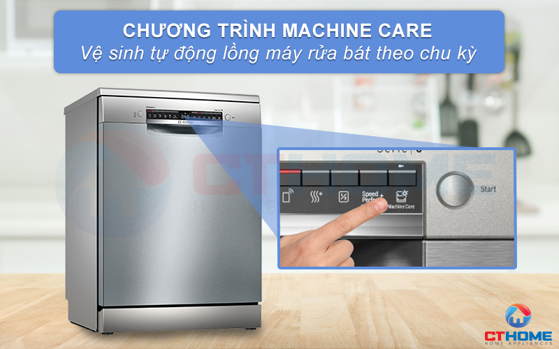 Vệ sinh máy rửa bát tự động với tính năng Machine Care