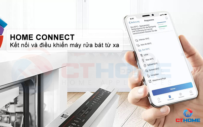 Kết nối và điều khiển máy rửa chén Bosch SMS6ZCW07E từ xa thông qua Home Connect