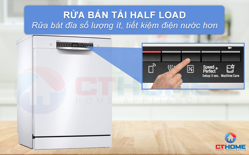 Máy rửa bát Bosch SMS6ZCW07E serie 6 có trang bị thêm tính năng rửa nửa tải