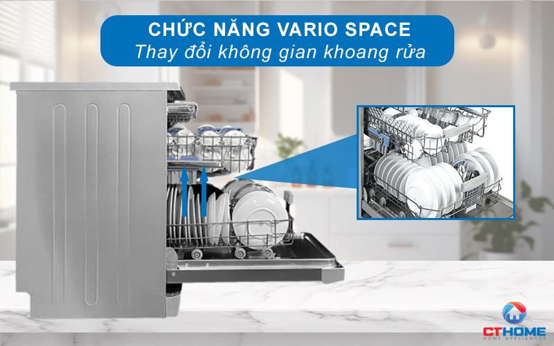 Chức năng nâng hạ khay rửa Vario Space