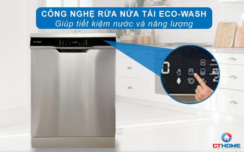 Công nghệ rửa nửa tải Ecowash – Half load giúp tiêu thụ tiết kiệm điện và nước