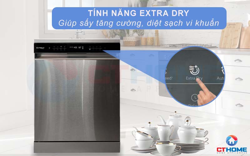 Kích hoạt tính năng sấy tăng cường Extra Drying cho bát đĩa khô hơn