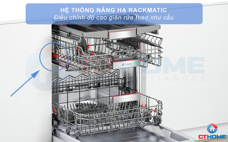 Khớp nối RackMatic cho phép người dùng linh hoạt thay đổi chiều cao, vị trí giỏ