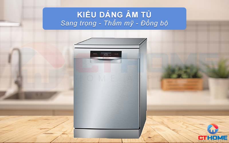 Kiểu dáng của máy rửa bát Bosch SMS88TI36E mang lại sự trang nhã cho căn bếp