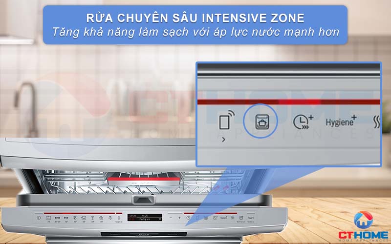 Tính năng rửa chuyên sâu Intensive Zone giúp tăng khả năng làm sạch