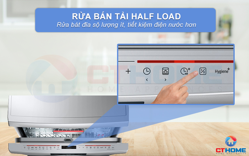 Chế độ rửa bán tải HalfLoad khi có ít bát đĩa cần rửa