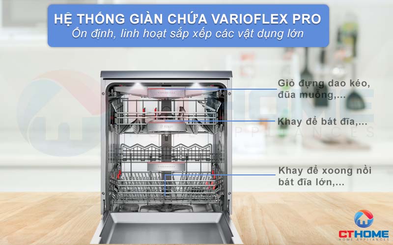 Hệ thống giỏ VarioFlex Pro linh hoạt, dễ dàng sắp xếp các vật dụng