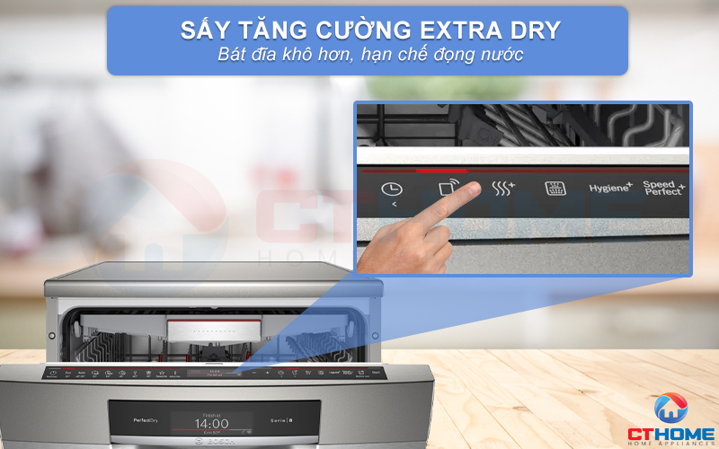 Sấy tăng cường ExtraDry cho bát đĩa khô hơn.