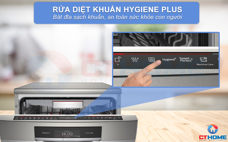 Bát đĩa sạch hơn với tính năng Hygiene Plus rửa diệt khuẩn