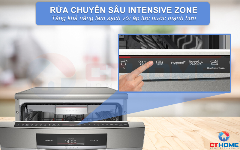 Tính năng rửa chuyên sâu Intensive Zone rửa chuyên sâu giàn dưới cùng.