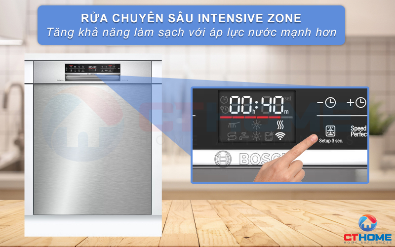 Tăng áp lực nước rửa dưới cùng với chức năng Intensive Zone