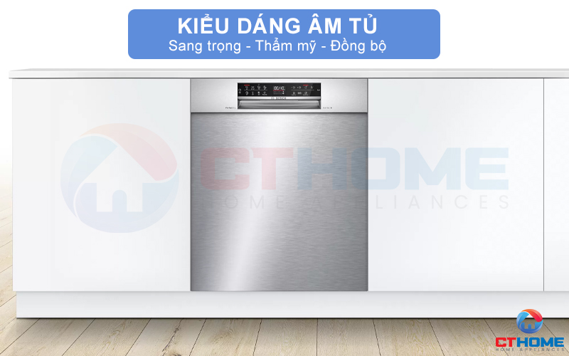 Kiểu dáng âm tủ bề mặt inox sang trọng