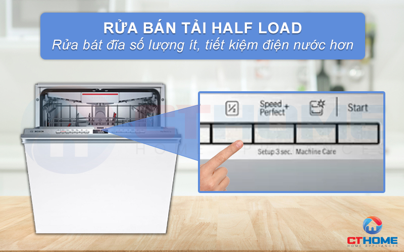 Tính năng rửa bán tải Half Load rửa bát đĩa số lượng ít