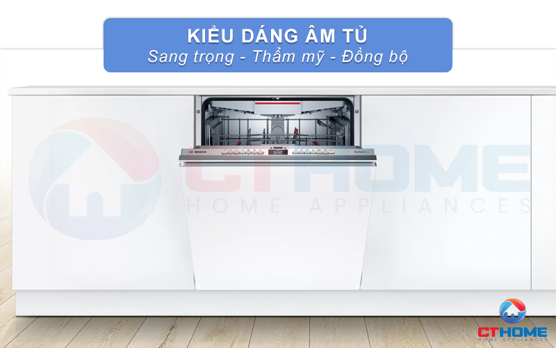 Kiểu dáng âm tủ sang trọng và đồng bộ với gian bếp