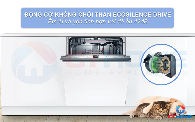 Độ ồn của máy rửa chén Bosch SMV6ZDX49E là 42dB