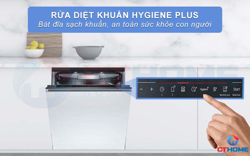 Rửa nước nóng diệt khuẩn bát đĩa khi kích hoạt Hygiene Plus