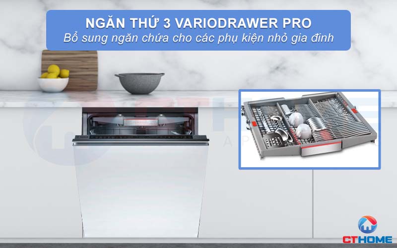 Ngăn rửa thứ 3 VarioDrawer Pro bổ sung ngăn chứa cho các vật dụng nhỏ