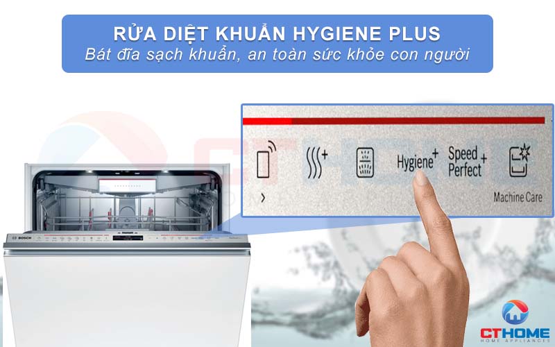 Rửa diệt khuẩn Hygiene tiêu diệt đa số các loại vi khuẩn và nấm mốc có thể sinh sôi trên bát đĩa.