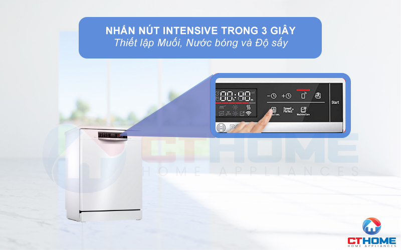 Tính năng IntensiveZone rửa mạnh phù hợp để làm sạch đồ có độ bẩn nhiều