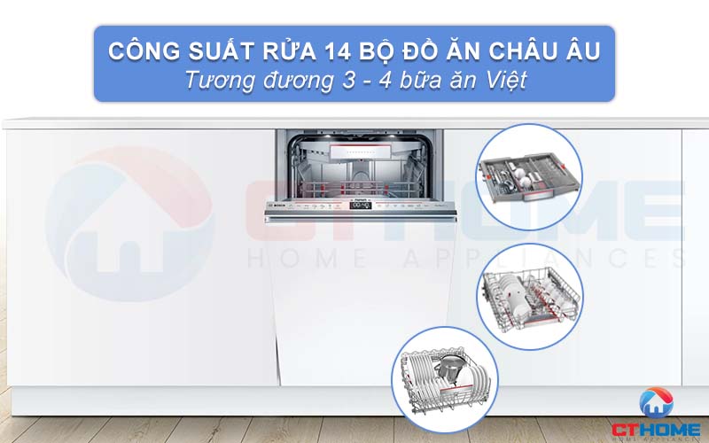 Công suất rửa 10 bộ phù hợp gia đình 2 - 3 thành viên