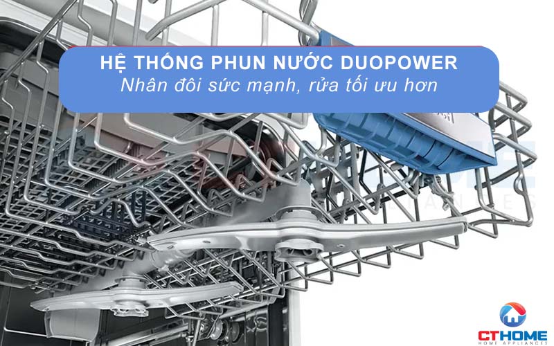 Hệ thống phun nước DuoPower nhân đôi sức mạnh tẩy rửa