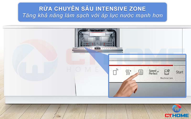 Rửa chuyên sâu giàn dưới cùng IntensiveZone giúp bát đĩa xoong nồi sạch sâu