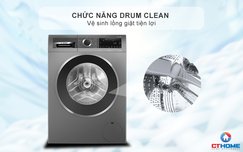Vệ sinh lồng giặt tiện lợi với chức năng Drum Clean